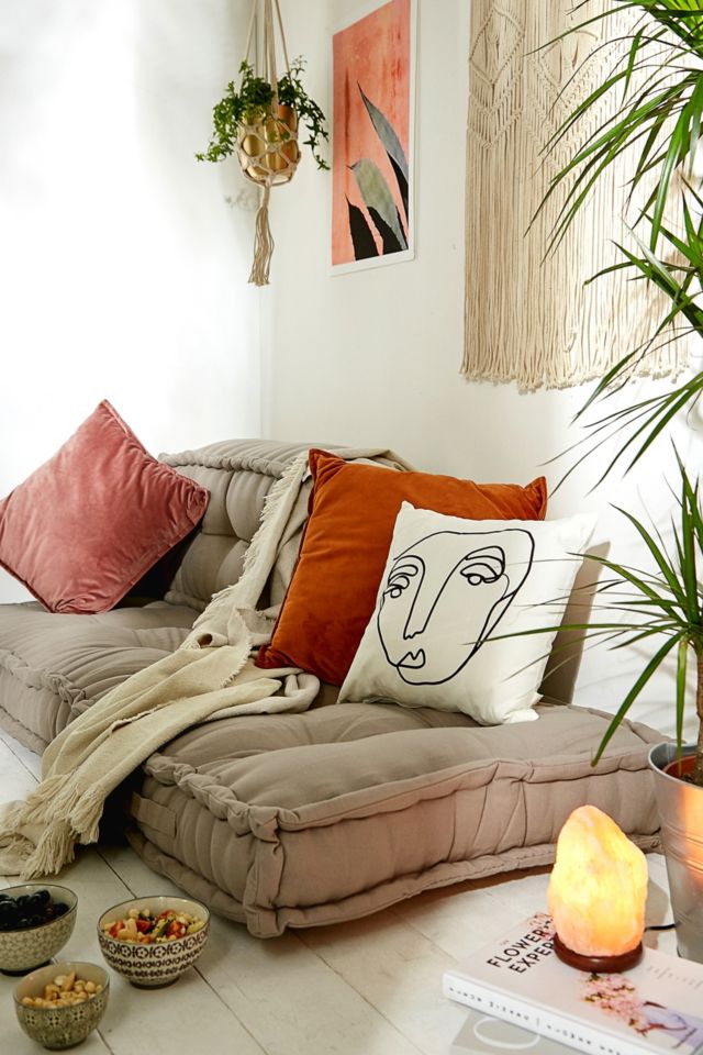 Rohini Daybed Tufted Plain Grey Cushion | Urban Outfitters UK