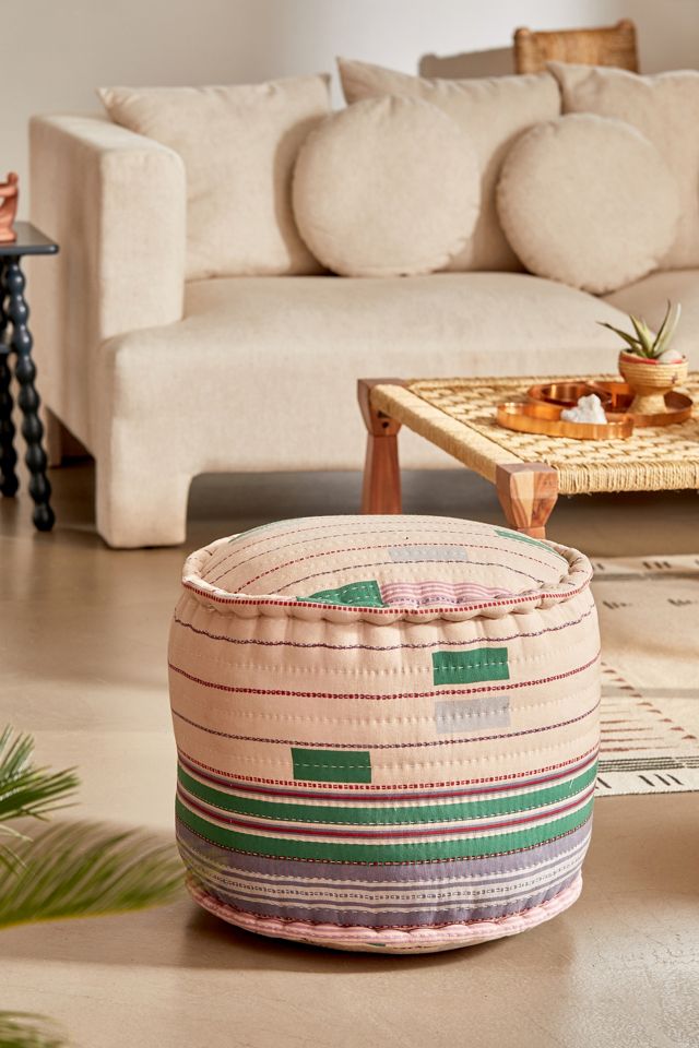 Maude Striped Round Pouf Urban Outfitters UK