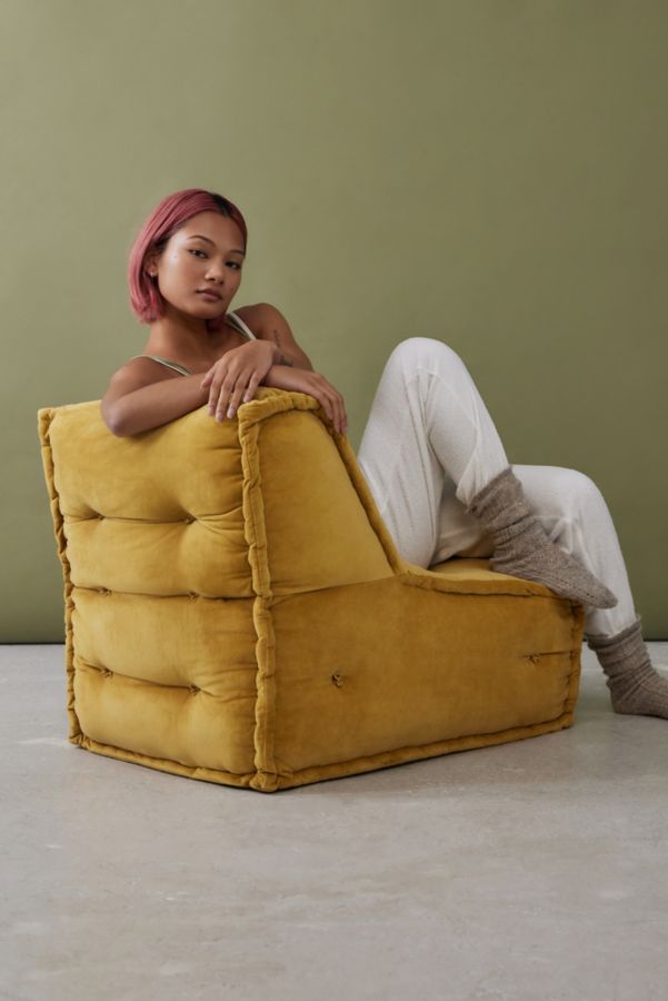 Slide View: 2: Reema Mustard Velvet Floor Cushion 