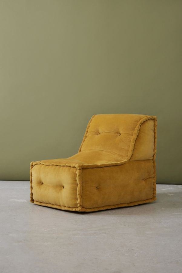 Slide View: 4: Reema Mustard Velvet Floor Cushion 