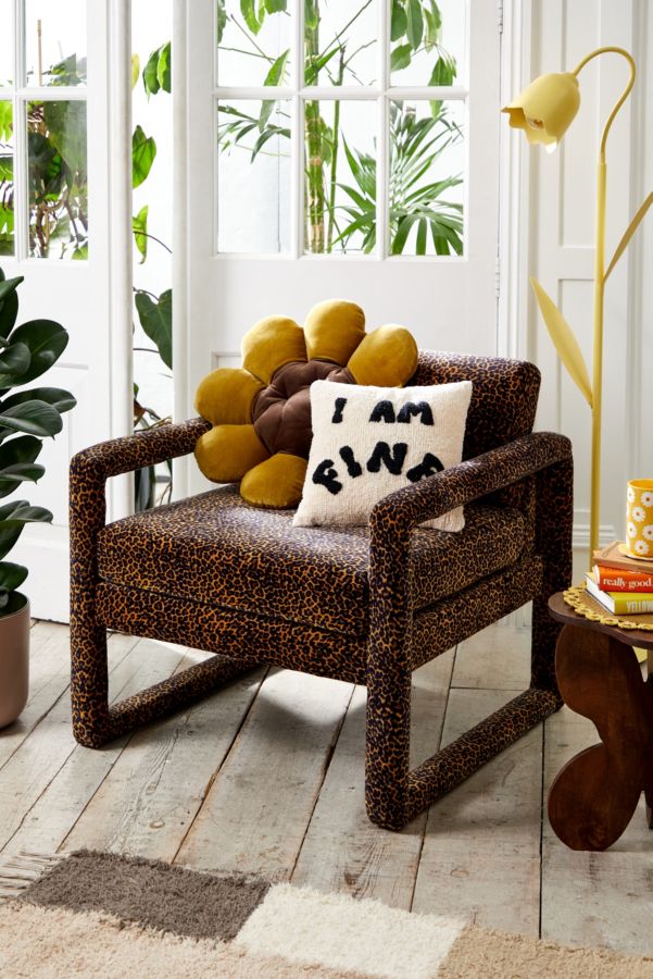 Slide View: 1: Everly Leopard Print Velvet Chair