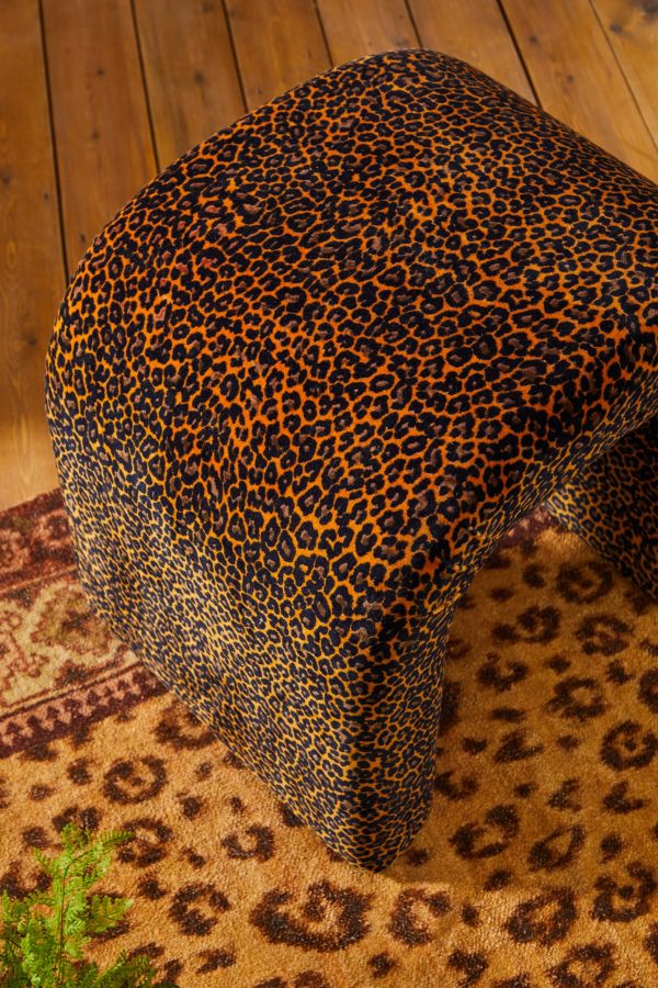 Slide View: 2: Juliette Leopard Velvet Stool