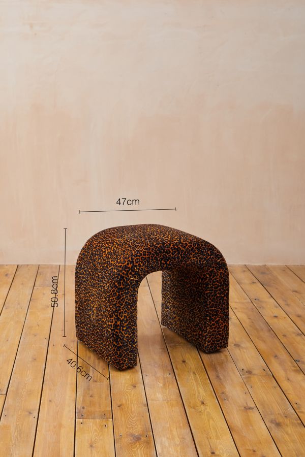 Slide View: 5: Juliette Leopard Velvet Stool