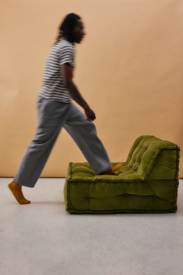 Slide View: 3: Reema Dark Green Velvet Two-Seater Floor Cushion