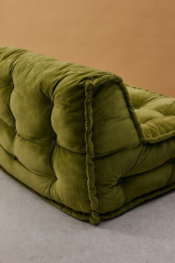 Slide View: 4: Reema Dark Green Velvet Two-Seater Floor Cushion