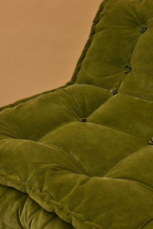 Slide View: 5: Reema Dark Green Velvet Two-Seater Floor Cushion