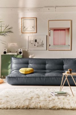 Greta XL Grey Faux Leather Sofa Bed