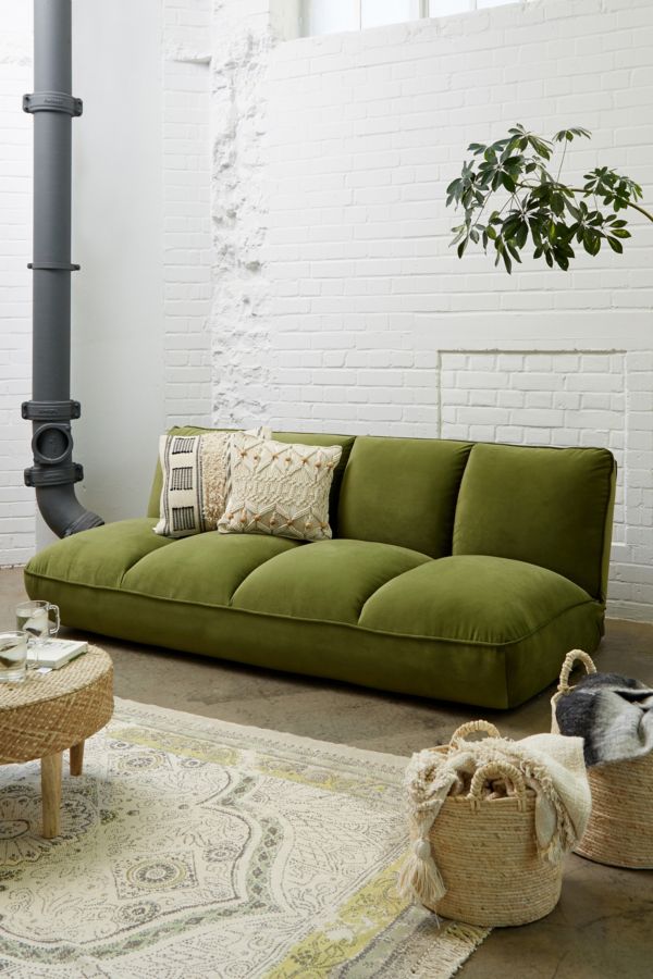 Slide View: 1: Theo Green Velvet XL Sofa Bed
