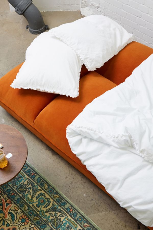 Slide View: 2: Theo Orange Velvet XL Sofa Bed