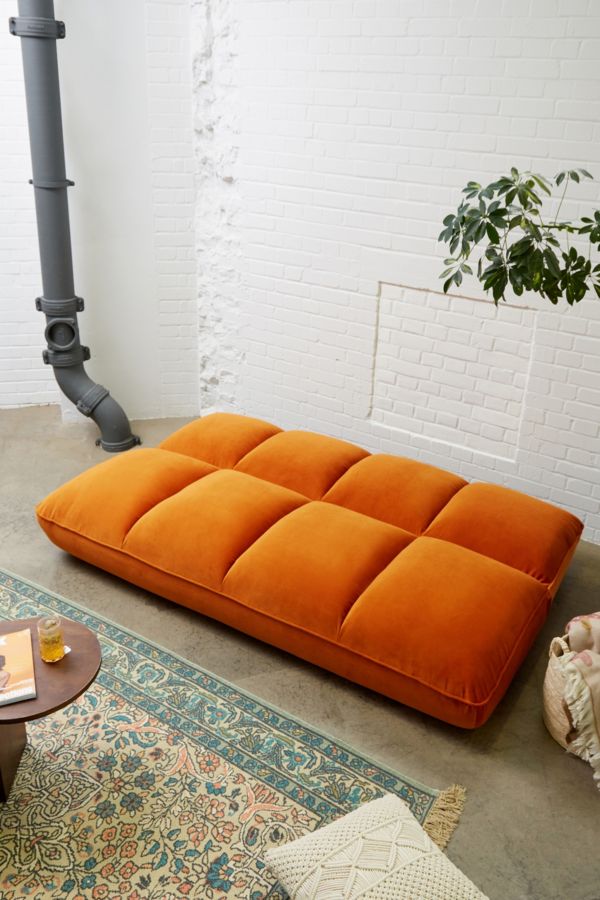 Slide View: 5: Theo Orange Velvet XL Sofa Bed