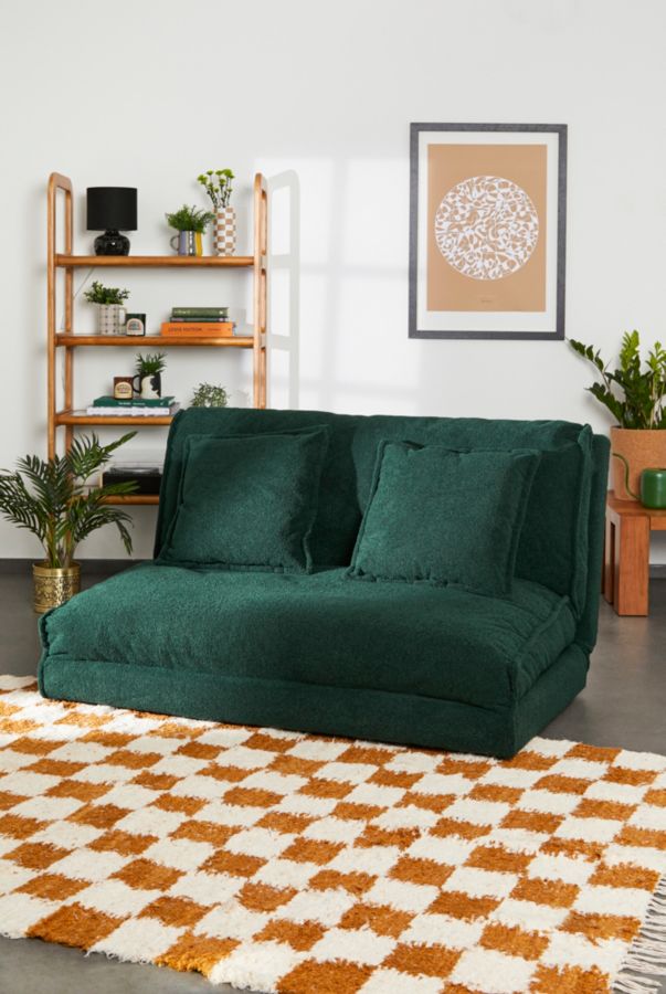 Slide View: 1: Keoni Green Boucle Two-Seater Sofa Bed