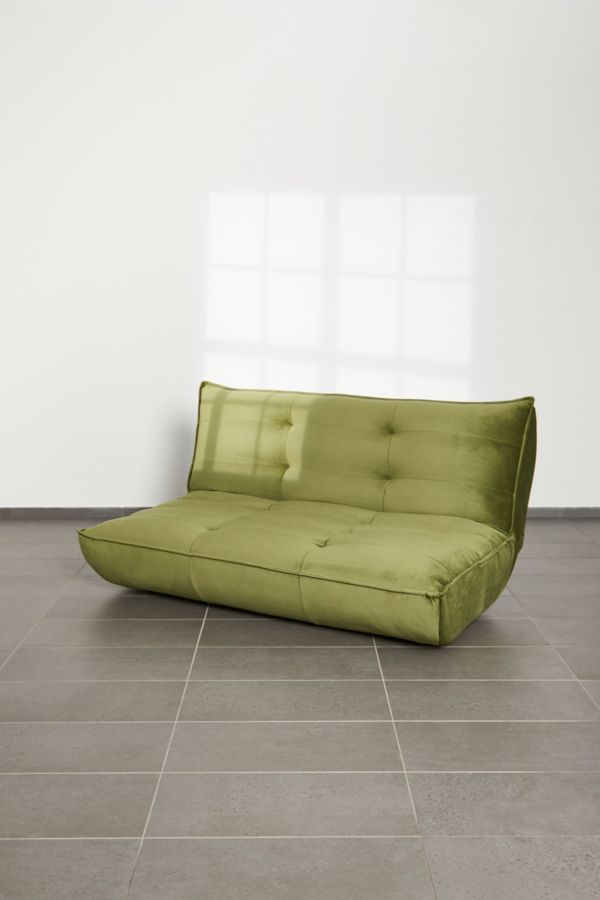 Slide View: 6: Greta Green Two-Seater Velvet Sofa Bed 