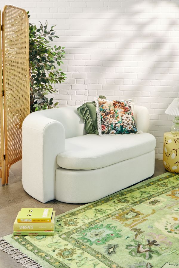 Slide View: 1: Armand White Two-Seater Storage Sofa