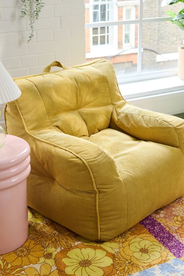 Slide View: 2: Mustard Cord Bean Bag