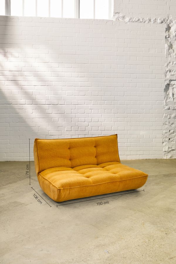 Slide View: 4: Greta Two-Seater Yellow Jumbo Corduroy Sofa Bed