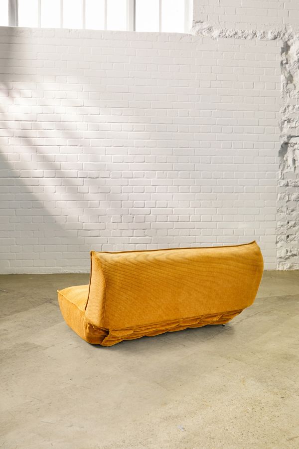 Slide View: 6: Greta Two-Seater Yellow Jumbo Corduroy Sofa Bed