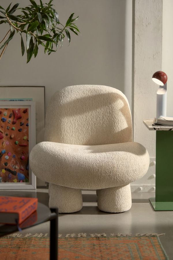 Slide View: 1: Cream Boucle Bubble Chair