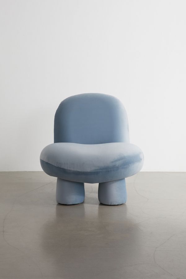 Slide View: 2: Blue Velvet Bubble Chair