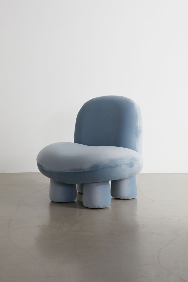 Slide View: 3: Blue Velvet Bubble Chair