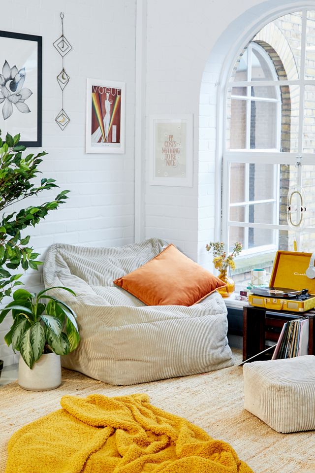 Icon Stone Corduroy Lounge Chair Bean Bag Urban Outfitters UK