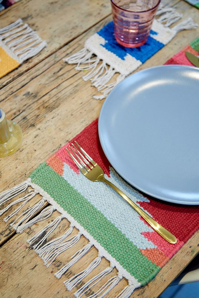 Pink Woven Placemat Urban Outfitters UK