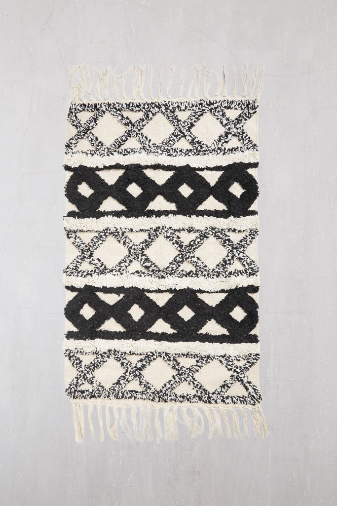 Black and White Boho Rug Urban Outfitters UK