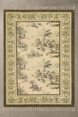 Grüner Toile Land 5x7 Teppich