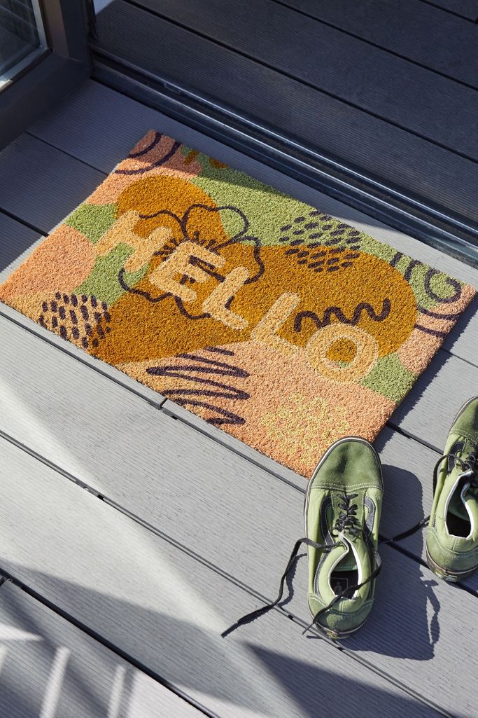 Hello Floral Doormat Urban Outfitters UK