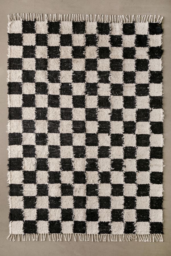 Slide View: 2: Checkerboard Black & Ecru 6x9 Rug