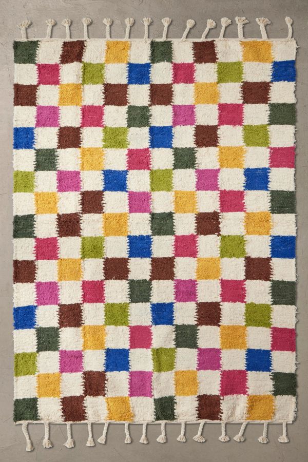 Slide View: 2: Rainbow Checkerboard 5x7 Rug