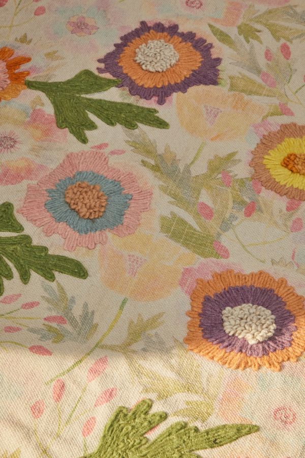 Slide View: 2: Floral Embroidered 4x6 Rug