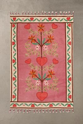 Heart Embroidered 4x6 Rug