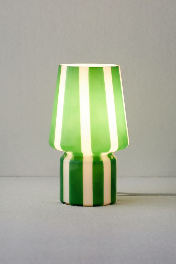 Slide View: 4: Green Stripe Little Glass Lamp