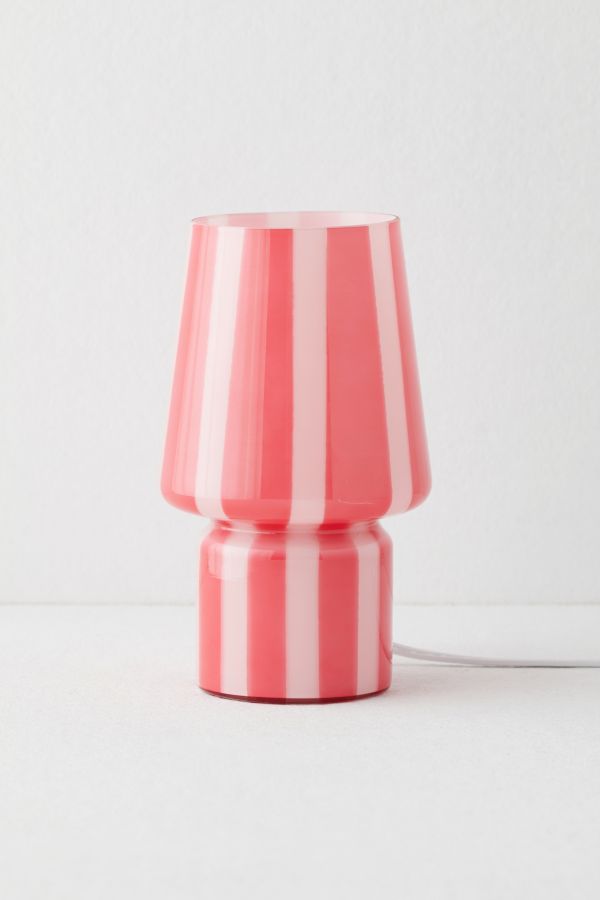 Slide View: 3: Pink Stripe Little Glass Lamp