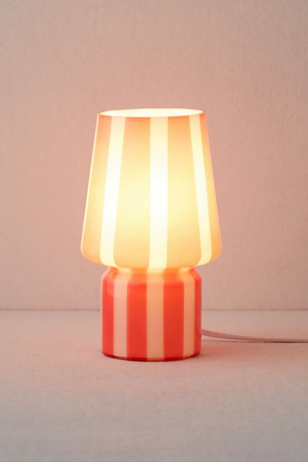 Slide View: 4: Pink Stripe Little Glass Lamp