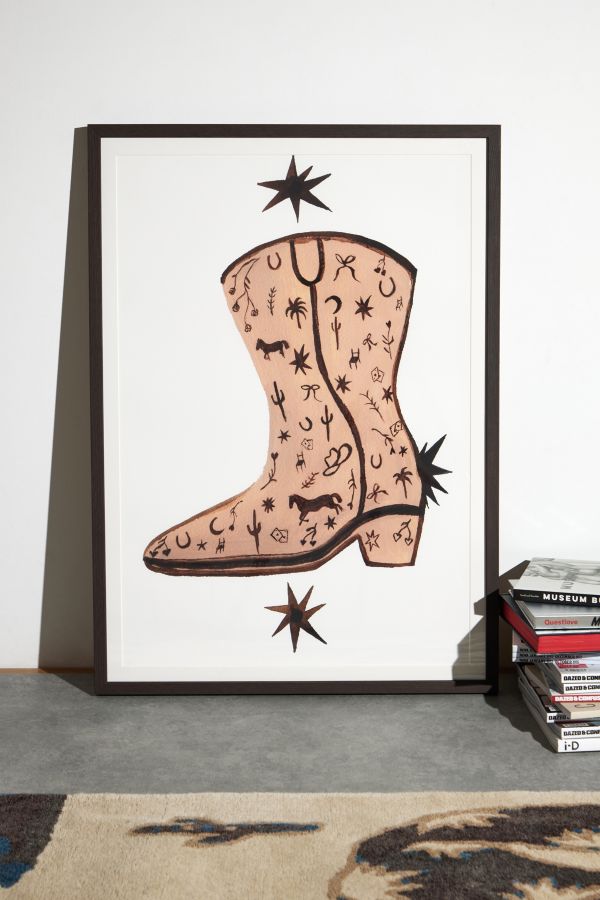 Slide View: 1: Urban Outfitters x TuftLuck Doodle Boot A1 Framed Print