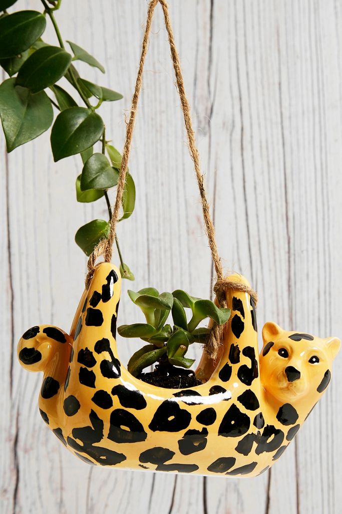 Leopard Hanging Plant Pot Urban Outfitters UK
