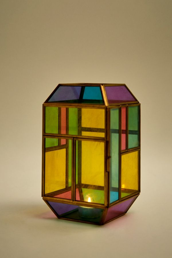 Coloured Glass Candle Lantern Urban Outfitters UK