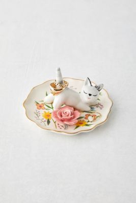 Floral Cat Ring Dish