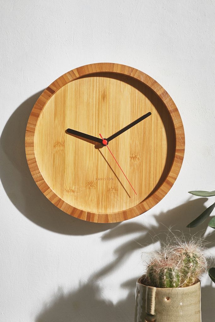 Karlsson Bamboo Wall Clock Urban Outfitters UK