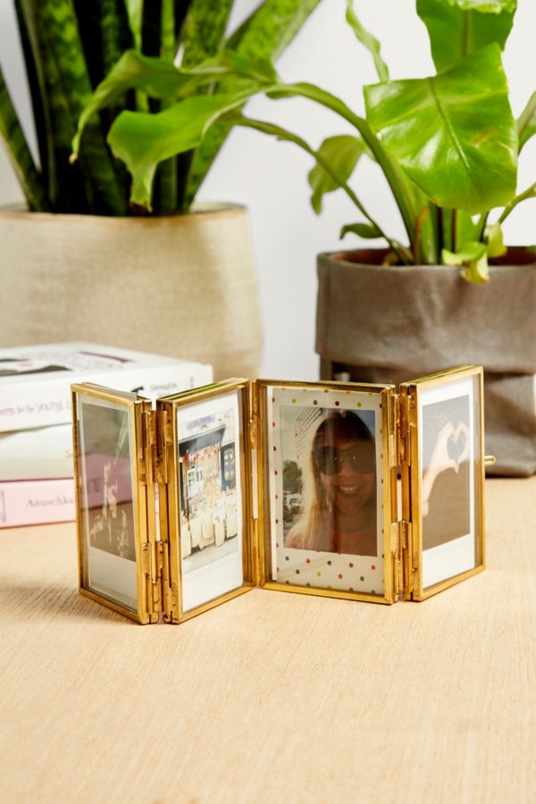 Slide View: 1: Folding Gold Instax Mini Photo Frame