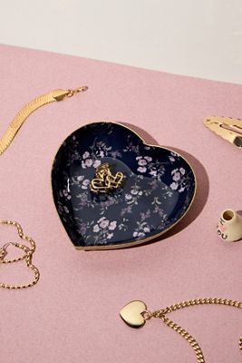 Dark Floral Heart Trinket Dish