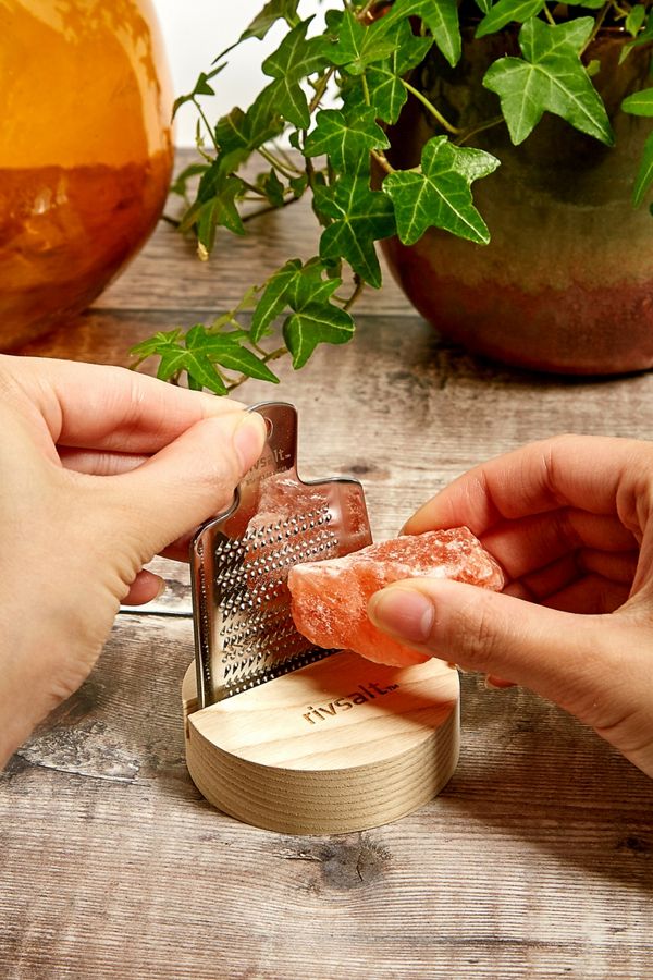 RIVSALT Natural Himalayan Pink Salt Rock and Grater Set Urban