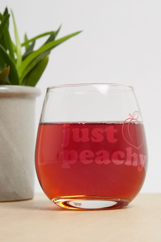 Just Peachy Stemless Wine Glass Urban Outfitters UK