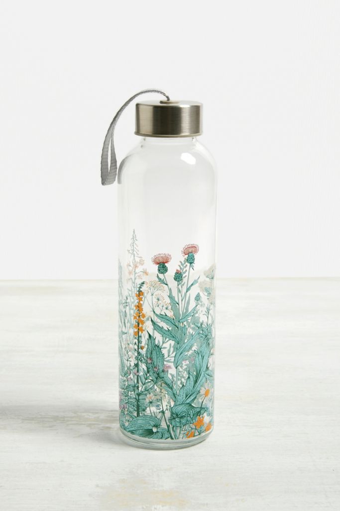 Wildflowers 532ml Glass Water Bottle | Urban Outfitters UK