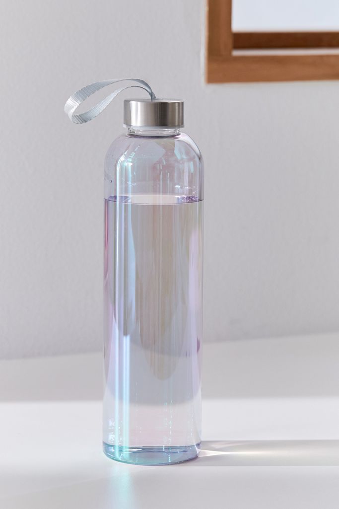 Iridescent 740ml Glass Water Bottle Urban Outfitters UK