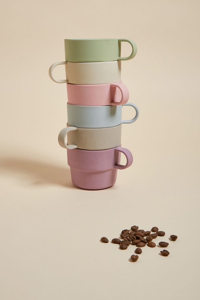 Zuperzozial Set of 6 Pastel Bamboo Stackable Mugs Urban Outfitters UK