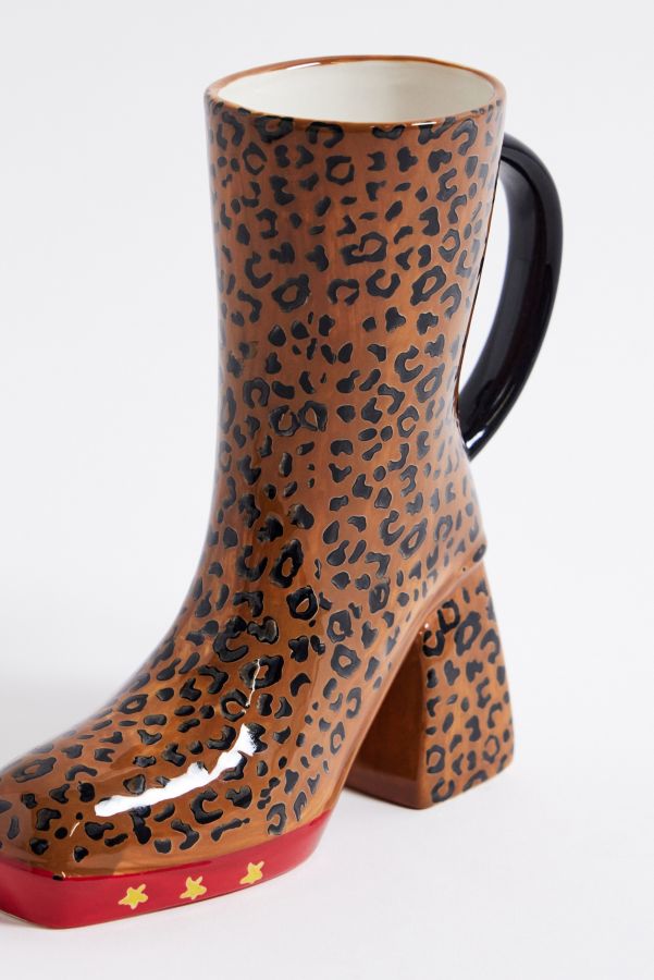 Slide View: 2: Leopard Print Platform Boot Mug 