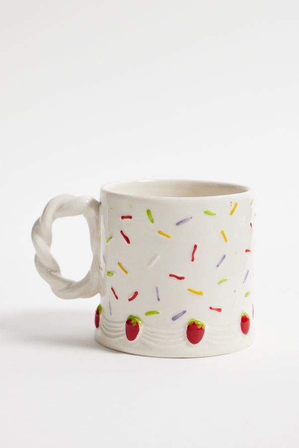 Slide View: 2: White Bow Cake Mug