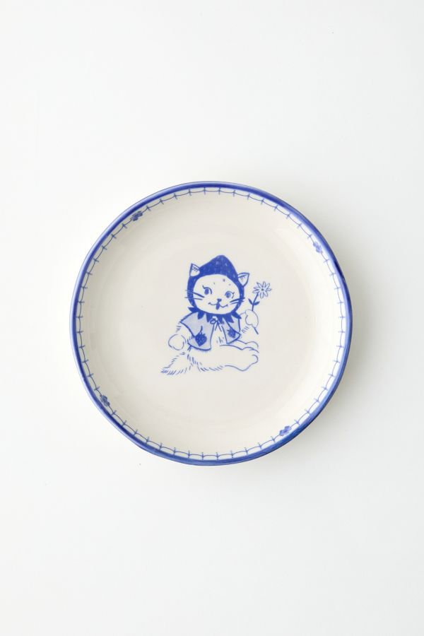 Slide View: 2: Delft Strawberry Cat Mini Plate